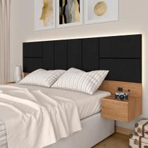 Cabeceira Suspensa Cama Queen Com Led Malibu Carv/preto - M. Arapongas Cabeceira Suspensa Cama Queen Com Led Malibu Carv/preto - M. Arapongas