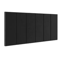 Cabeceira Suspensa Estofada Decoração Quarto Cama Box Casal King Size 1,95 Julia - Preto Suede