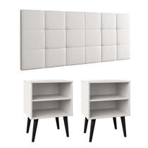 Cabeceira Suspensa Painel Cama Queen Bia 1,60 Kit 2 Mesinhas Retrô Nicho Organizador Prateleira Aparador Objeto Decoração Quarto Casal - RPM