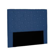 Cabeceira Tania Cama Box King 195 Cm Suede Azul Marinho