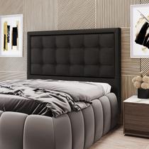 Cabeceira Taurus 195 para Cama King A-012 Couro Preto Aradecor