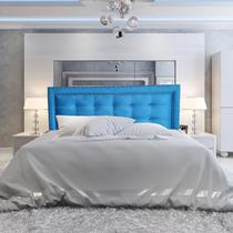 Cabeceira Veneza Diamond Azul Royal 10 2 Linhas Suede Liso Queen 160 X 120
