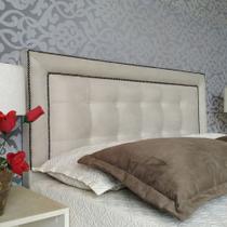 Cabeceira Veneza Diamond Bege 10 2 Linhas Suede Liso Queen 160 X 120