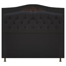 Cabeceira Yasmim Estofada Capitonê 160 cm para Cama Quarto Box Queen Size Suede Preto - Amarena