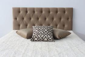 Cabeceiras Estofada Casal 1.40m Painel Cor Marrom Claro botoes cor