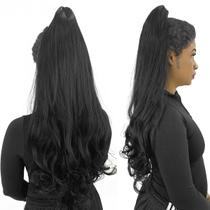 Cabelo Aplique Preto Liso Grande Rabo De Cavalo Organico