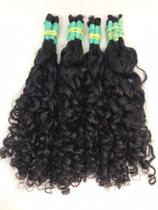 Cabelo Cacheado Humano Natural 400grs 65cm Cachos Caipira