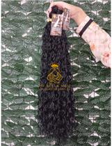 Cabelo Cacheado Semi Humano 50cm Preto Fibra Russa na Tela Europeu