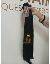 Cabelo Cacheado Semi Humano 60cm Preto Fibra Russa na Tela Europeu