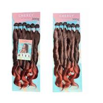 Cabelo Cherey Bio Fibra Liso Ondulado Perla 6x 60cm 300g