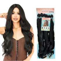 Cabelo Cherey Bio Fibra Liso Ondulado Perla 6x 60cm 300g