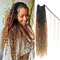 Cabelo de crochê Boho Faux Locs 30 cm Goddess Locs, 8 pacotes pretos Cabelo de crochê Boho Faux Locs 30 cm Goddess Locs, 8 pacotes pretos