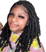 Cabelo de crochê BOHOBABE Butterfly Locs 30 cm curtos, pretos, 8 pacotes