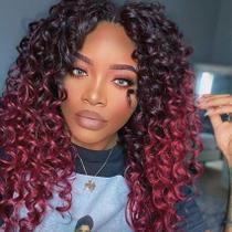 Cabelo de crochê EERYA GoGo Curl 12 cm vermelho bordô sintético x7 Cabelo de crochê EERYA GoGo Curl 12 cm vermelho bordô sintético x7