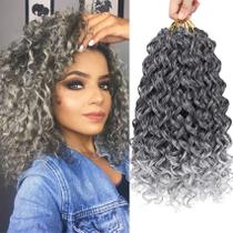 Cabelo de crochê EERYA Gogo Curl 14 cm curto, encaracolado, cinza para mulheres