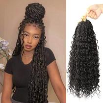 Cabelo de crochê Goddess Box Braids com pontas encaracoladas, 18 polegadas, boômio, tranças de crochê, 8 pacotes, 3 tranças de crochê, extensão de cabelo com tranças sintéticas para mulheres negras (18 polegadas (pacote com 8), 4)...