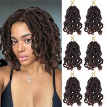 Cabelo de crochê WIGNEE Faux Locs, 20 cm, macio, pré-enrolado, 6 pacotes