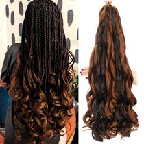 Cabelo francês com trança encaracolada Conrora 60 cm, 8 pacotes sintéticos