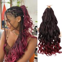 Cabelo francês sintético com trança encaracolada Conrora 30 cm, 8 pacotes