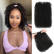 Cabelo humano a granel Geogroket Afro Kinky Curly 18 cm, preto natural