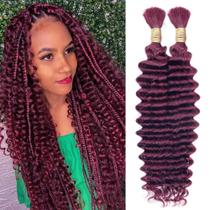 Cabelo humano a granel para trançar Goulus 99J Burgundy 22cm 100g