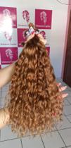 Cabelo humano cacheado loiro mel 65cm