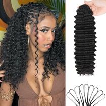 Cabelo Humano Crochet Nvnvdij 16" Ondas Profundas 120 g Preto Cabelo Humano Crochet Nvnvdij 16" Ondas Profundas 120 g Preto