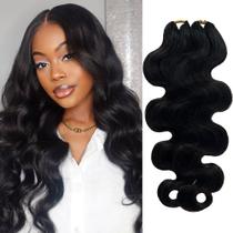Cabelo humano de crochê, trança sem nós, onda corporal, 14 polegadas, 120 g Cabelo humano de crochê, trança sem nós, onda corporal, 14 polegadas, 120 g