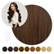 Cabelo Humano Tic Tac Castanho Escuro Tela Unica 55 Cm 60 Gr