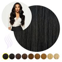 Cabelo Humano Tic Tac Preto Azulado Tela Unica 55 Cm 60 Gr