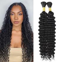 Cabelo humano trançado de ondas profundas Cabelo humano a granel para trançar 20 polegadas sem trama 90 g 2 pacotes de extensões de cabelo humano 100% virgem brasileira Cabelo boho encaracolado Cabelo humano molhado e ondulado, preto natural Cabelo humano trançado de ondas profundas Cabelo humano a granel para trançar 20 polegadas sem trama 90 g 2 pacotes de extensões de cabelo humano 100% virgem brasileira Cabelo boho encaracolado Cabelo humano molhado e ondulado, preto natural