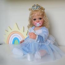 Cabelo longo amarelo liso para bebês da vida real, corpo inteiro de 22 polegadas