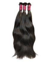 Cabelo natural para megahair 45cm castanho 100gr semilimpo