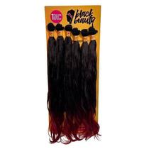 Cabelo Ondas Marcantes Orgânico 65/70cm Preto/Marsala