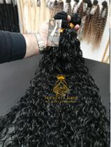 Cabelo Ondulado Semi Humano 70cm Preto Fibra Russa na Tela Europeu