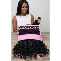 Cabelo Orgânico Cacheado PRETO 55cm - Volume Natural 300g