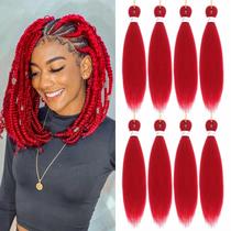 Cabelo para Trança Royota Vermelho Pré-esticado 16 polegadas 8 Pacotes