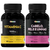 Cabelo, Pele e Unhas 60 Cápsulas Vitaease Suplemento Alimentar com Vitamina C, Zinco e Biotina