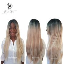 Cabelo Peruca Front Lace Wig 100% Orgânico Ombre Hair 75 cm