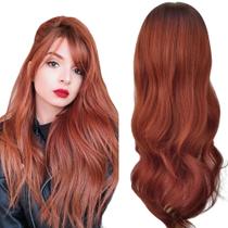 Cabelo peruca ruivo longa front lace wig naturalista blogueira moda - Ale hair