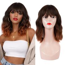 Cabelo Peruca Wig Curto Ondulado Com Franja Natural Realista