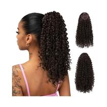 Cabelo Sintético Afro Kinky Cacheado De 16 Polegadas Com Rabo De Cavalo E Cordão Ajustável Para