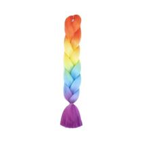 Cabelo Sintético De Trança Longa E Lisa De 24 Polegadas Com Cores Mistas Ombré Arco-Íris Para Crochê