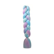 Cabelo Sintético De Trança Longa E Lisa De 24 Polegadas Com Cores Mistas Ombré Arco-Íris Para Crochê