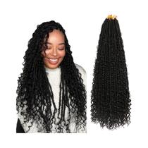 Cabelo Sintético Long Goddess Faux Locs Para Mulheres Negras, Estilo Boho Com Pontas Cacheadas