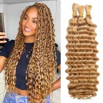 Cabelo trançado AKONSOUL Deep Wave Bulk 110g 40cm Loiro