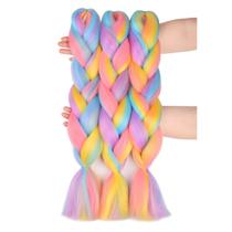 Cabelo trançado BACANA Ombre Rainbow Color 24 polegadas sintético x3 Cabelo trançado BACANA Ombre Rainbow Color 24 polegadas sintético x3