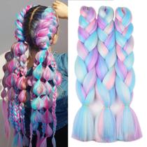 Cabelo trançado BACANA Ombre Rainbow Color 24 polegadas sintético x3