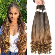 Cabelo trançado, cabelo francês encaracolado, pré-esticado, trançado, 20 polegadas