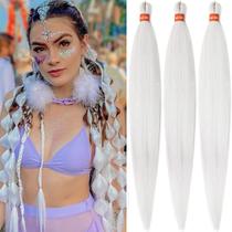 Cabelo trançado DAN NING, branco pré-esticado, 30 cm, 3 pacotes